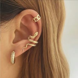 Chain Snake Ear Clip Earrings Set For Women or girls 3 piece set gold NWT